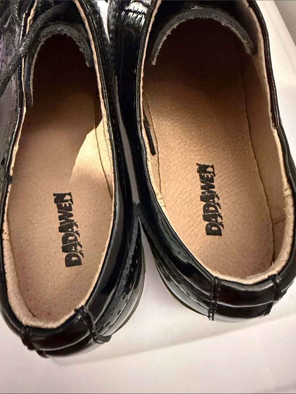 Women’s Black Patent Wingtip Platform Oxfords